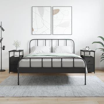 vidaXL Nachtkastjes 2 st 30x60x60 cm bewerkt hout zwart, Huis en Inrichting, Slaapkamer | Nachtkastjes, Verzenden, Nieuw, 55 tot 70 cm