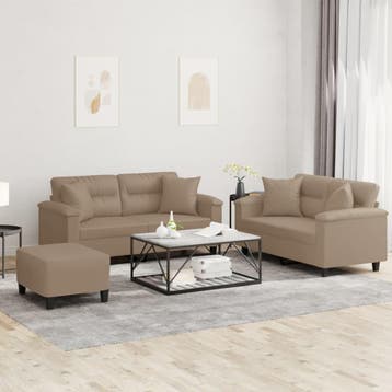 vidaXL 3-delige Loungeset met kussens kunstleer, Verzenden, Nieuw, Leer, Minder dan 150 cm