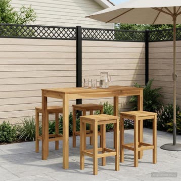vidaXL Tuinbar Tafel LAREN Witgewassen 108,5 x 55 x 105 cm, Tuin en Terras, Verzenden, Nieuw