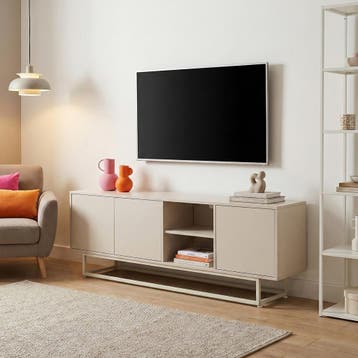 Commode Boxholm 160x30x57 cm havermout [en.casa], Verzenden, Nieuw