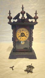 Bureauklok - Junghans - Hout, Messing, Glas - 1900-1910