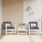 vidaXL Tuinstoelen met kussens 2 st massief grenenhout wit, Tuin en Terras, Tuinsets en Loungesets, Verzenden, Nieuw, Tuinset