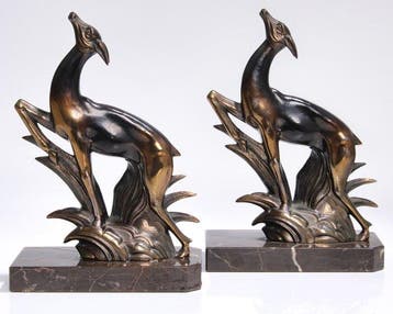 Charles Gallot (signed) - Boekensteunen (2) - Animalier -