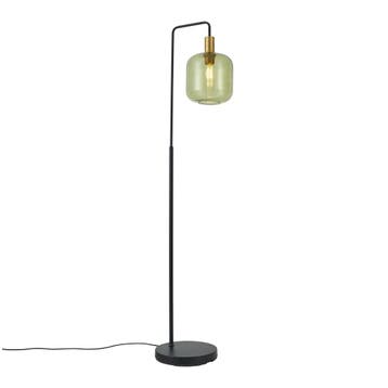 Hotel Chique vloerlamp zwart en goud met groen glas -, Huis en Inrichting, Lampen | Vloerlampen, Verzenden, Nieuw, Metaal, Hotel chique