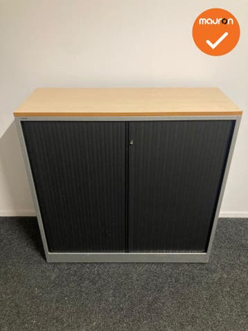 Roldeurkast - Ahrend - 110x120x45cm - Zilvergrijs met zwarte, Werkplek, Ophalen of Verzenden, Gebruikt, Kast