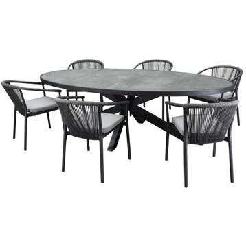 Ohio Apollo dining tuinset 241x116xH74 cm 7 delig antraciet, Ophalen of Verzenden, Nieuw