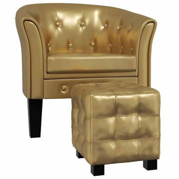 Fauteuilset Goud Kunstleer | Tweedekansje | OP=OP, Huis en Inrichting, Klassiek, elegant, Minder dan 75 cm, Ophalen of Verzenden