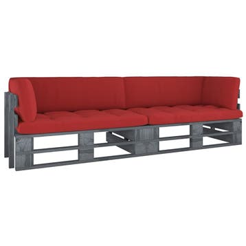 vidaXL Tweezitsbank pallet met kussens grijs geïmpregneerd, Tuin en Terras, Verzenden, Nieuw