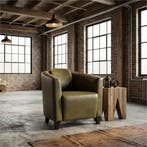 Leren fauteuil Press - Granada Moss (olijf/groen) - Poten, Nieuw, Ophalen of Verzenden, Eigentijds, Klassiek, Retro, Romantisch, Vintage