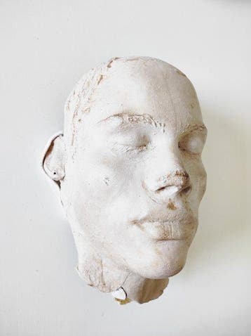 sculptuur, Masque mortuaire - 27 cm - Gips