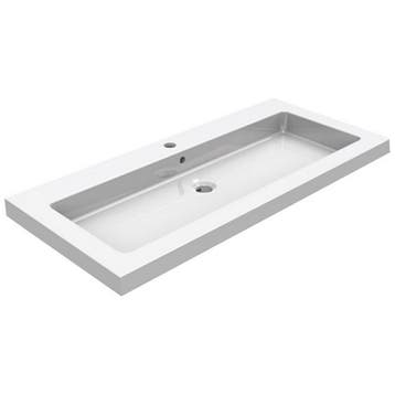 Wiesbaden Kera Wastafel Enkel met 1 Kraangat - 100x46x5cm -, Ophalen of Verzenden, Nieuw