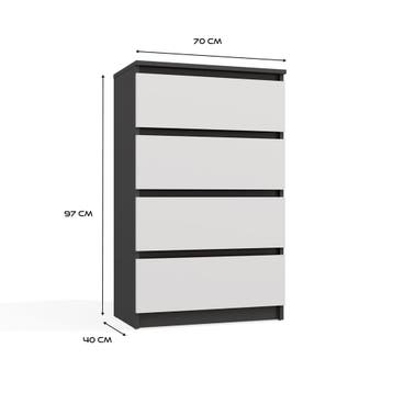 Ladekast M 4 lades antraciet wit 70 cm breed Antraciet wit, 3 of 4 laden, Verzenden, Nieuw, Overige houtsoorten