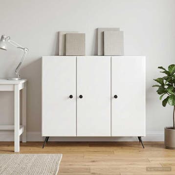 vidaXL Dressoir Hoogglans Wit 89 x 34,5 x 80 cm Bewerkt hout, Verzenden, Nieuw, Overige houtsoorten, Minder dan 50 cm