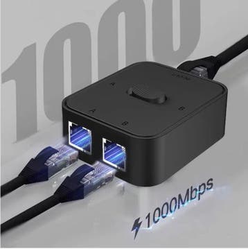 Gigabit Netwerk Splitter 2 Poorten – RJ45 Switch 1000Mbps, Computers en Software, Netwerk switches, Verzenden, Nieuw