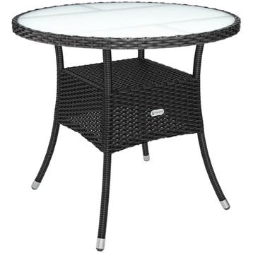 Polyrotan Balkontafel Zwart Ø80cm (Tuin en Terras), Verzenden, Nieuw