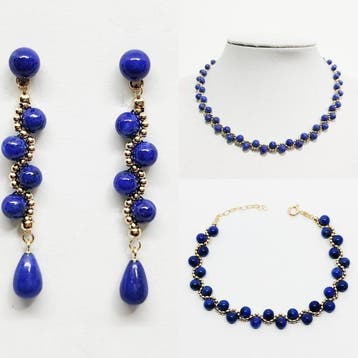 Lapis lazuli - Zilver - 3-delige sieradenset