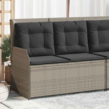 vidaXL Tuinbankje verstelbaar met kussens poly rattan, Verzenden, Nieuw