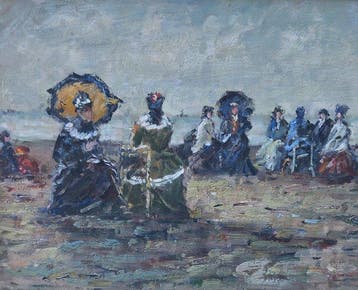 P. Renard (XX) - Dames op het strand, Antiek en Kunst, Kunst | Schilderijen | Klassiek