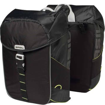 Basil Dubbele Fietstas Miles black lime, Fietsen en Brommers, Fietsaccessoires | Fietstassen, Verzenden, Nieuw