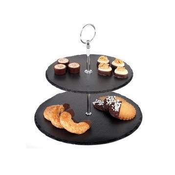 GGM Gastro | Etagère - 2-laags - rond - RVS frame - met |, Zakelijke goederen, Horeca | Keukenapparatuur, Verzenden, Nieuw in verpakking