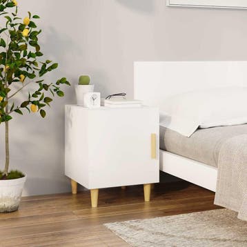 vidaXL Nachtkastje bewerkt hout wit, Minder dan 45 cm, Verzenden, Nieuw, Minder dan 55 cm