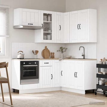 vidaXL Keukenblok LUCCA 8 st Wit Bewerkt hout, Huis en Inrichting, Verzenden, Nieuw, Wit