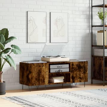 vidaXL Platenkast 121x38x48 cm bewerkt hout gerookt, Verzenden, Nieuw