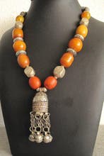 Zilver, Metaal, Hars, Copal - Ketting met hanger - Bedoeïn