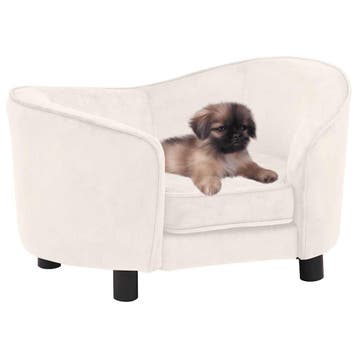 vidaXL Hondenbank 69x49x40 cm pluche crèmekleurig, Dieren en Toebehoren, Verzenden, Nieuw