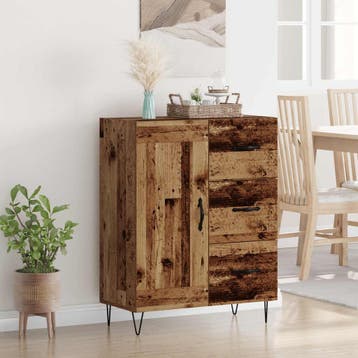vidaXL Dressoir met lade Oudhout 69,5 x 34 x 90 cm, Verzenden, Nieuw, Overige houtsoorten, Minder dan 50 cm