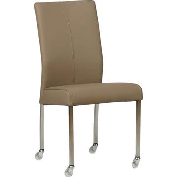 Set van 6 Leren eetkamerstoelen Comfort met wieltjes -, Huis en Inrichting, Stoelen, Ophalen of Verzenden, Nieuw, Leer, Vijf, Zes of meer stoelen