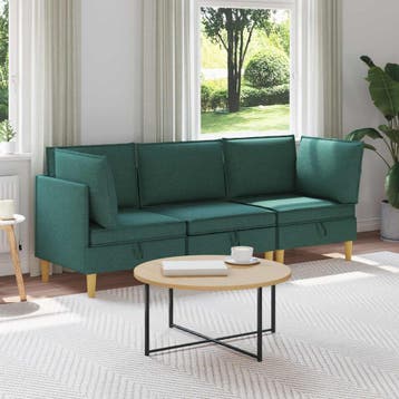 vidaXL Modulaire Sofa Set met Opslag 3 pcs Donkergroen Stof, Huis en Inrichting, Verzenden, Nieuw