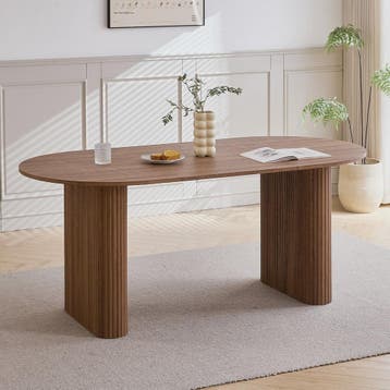 Moderne Ovalen Eettafel 180x90cm met Houttextuur en Unieke R, Huis en Inrichting, Verzenden, Nieuw
