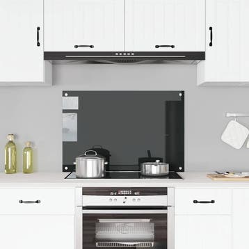 vidaXL Spatscherm keuken 90x60 cm gehard glas zwart, Verzenden, Nieuw