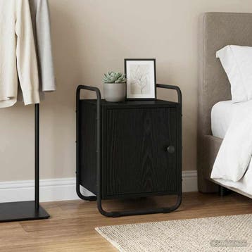 vidaXL Nachtkastje Zwart eiken Bewerkt hout, Huis en Inrichting, Slaapkamer | Nachtkastjes, Minder dan 45 cm, Verzenden, Nieuw