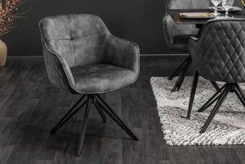Draaibare design stoel EUPHORIA donkergrijs fluweel met, Ophalen of Verzenden, Nieuw