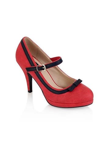 Collectif, Lulu Hun, Debbie Suede Mary Jane in Red in maat 3, Verzenden, Nieuw