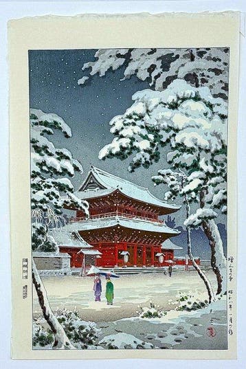Woodblock Print Zojojinoyuki   (Snow at Zojoji