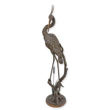 BRONZEN REIGER OP BOOMSTRONK FONTEIN (Beeldjes - Decoratie), Verzenden, Nieuw