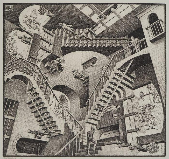 M.C. Escher (1898-1972) - Ascendant et Descendant, Antiek en Kunst, Antiek | Overige Antiek