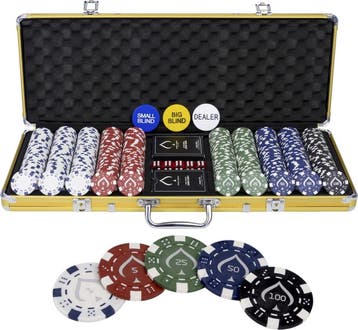 Texas Finest Golden Pokerset 500 zware Pokerchips - Casino, Ophalen of Verzenden, Gebruikt