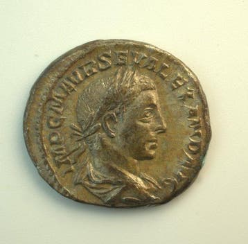 Ancient Roman silver denarius of Severus Alexander (222-235)