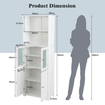 2dekans | Coast Badkamerkast - MDF met glas - 60 x 30 x 163, Huis en Inrichting, Ophalen of Verzenden, Zo goed als nieuw
