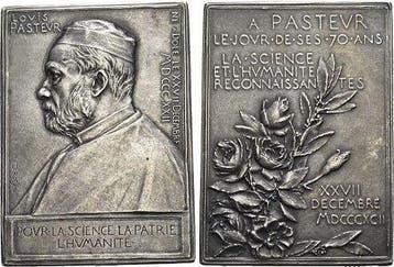 Verzilverte Bronze-plakette 1892 (v O Roty) auf se 27 12..., Verzenden