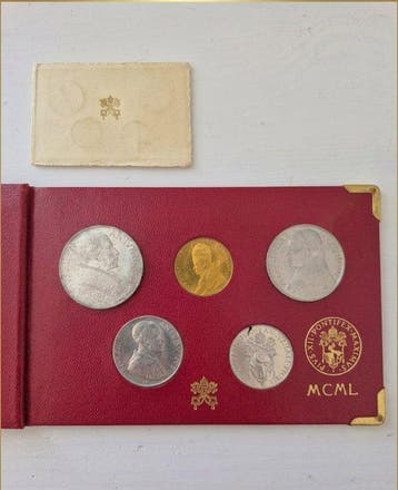 Vaticaan. Pio XII. Serie divisionale 1950 incluso 100 Lire, Postzegels en Munten