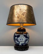 Tafellamp - Messing, Porselein, Hout