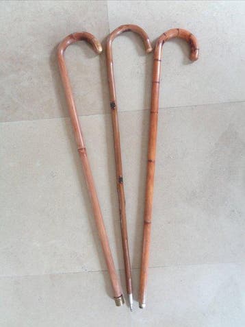 3 Elegante wandelstokken - vintage Wandelstok - Hout,