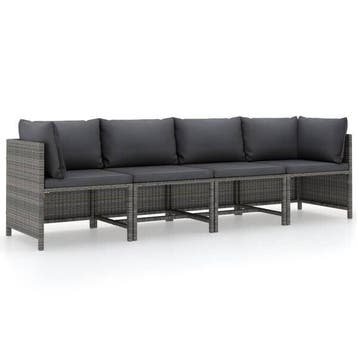 Buitenbank 4-zits | Luxe Kussens | 25% Korting, Ophalen of Verzenden, Zo goed als nieuw, Rotan