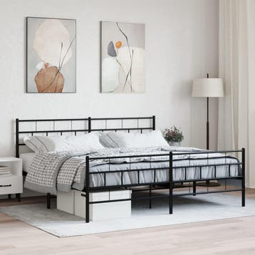vidaXL Bedframe met hoofd- en voeteneinde metaal zwart, Huis en Inrichting, Verzenden, Zwart, Overige maten, 200 cm