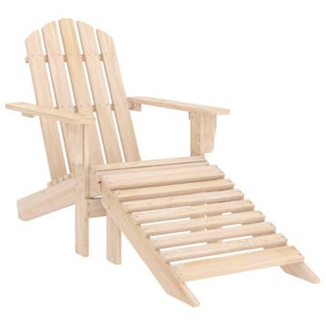 vidaXL Tuinstoel Adirondack met voetenbank massief vurenhout, Tuin en Terras, Tuinstoelen, Verzenden, Nieuw, Hout